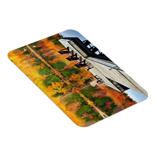 Holzsteg auf Herbstsee Magnet (Rechte Seite)