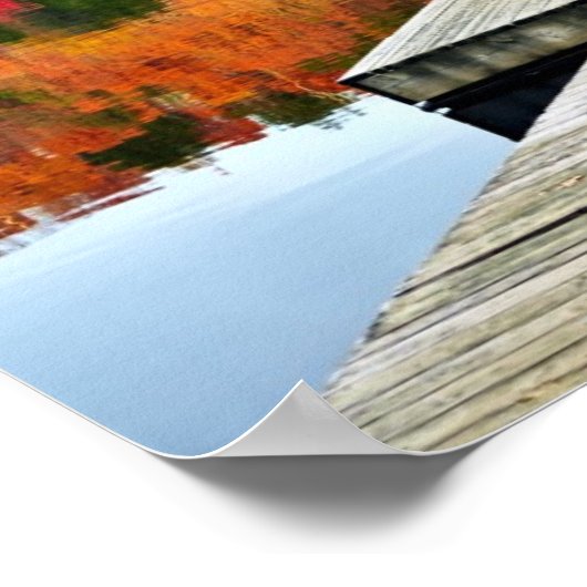Holzsteg auf Herbstsee Poster (Ecke)