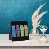 Holzsteg über eine ruhige Seenlandschaft Quadtrych Fotoplatte (InSitu)