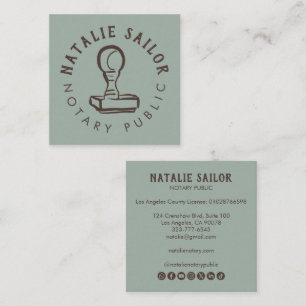 Holzstempel-Logo Notar CUSTOM Social Icon Quadratische Visitenkarte