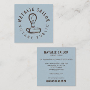 Holzstempel-Logo Notar CUSTOM Social Icon Quadratische Visitenkarte