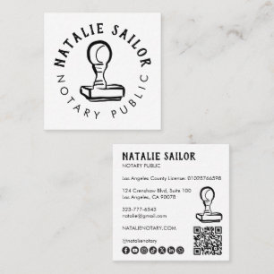 Holzstempel-Logo Notar CUSTOM Socials QR Quadratische Visitenkarte