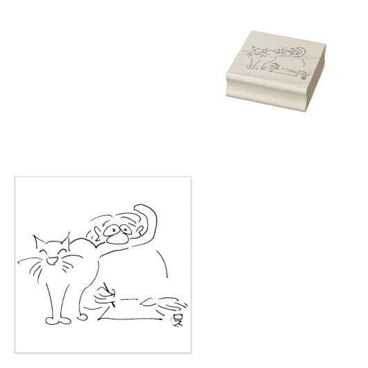 Holzstempel mit Katzencartoon „Katzensympathie" Gummistempel (Stempel)