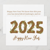 Holzstil einfach glückliche neue Jahre Karten 2025 (Vorne/Hinten)