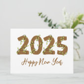 Holzstil einfach glückliche neue Jahre Karten 2025 (Stehend Vorderseite)