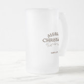 Holzstil, frohe Weihnachten Mattglas Bierglas (VorderseiteRechts)