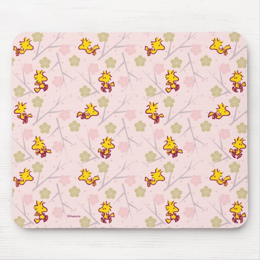 Holzstock-Pink-Kirschblossom-Muster Mousepad (Vorne)