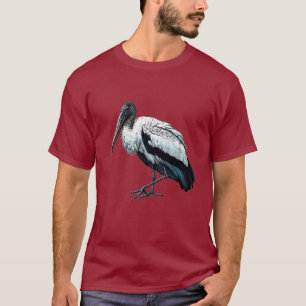 Holzstork-Vogel Grunddunkler T - Shirt