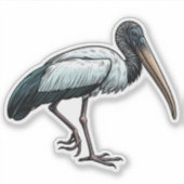 Holzstork-Vogel, maßgeschneidert Vinyl Sticker (Vorderseite)