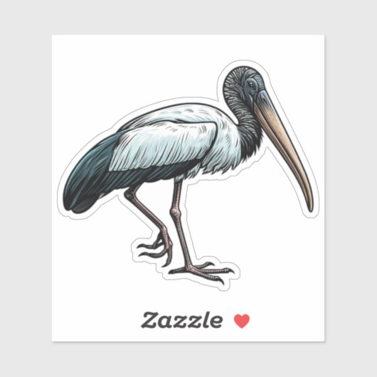Holzstork-Vogel, maßgeschneidert Vinyl Sticker (Blatt)