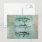 Holzstruktur mit Fischdesign Postkarte (Vorne/Hinten)
