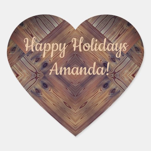 Holzstruktur, Naturholz Herz-Aufkleber (Vorderseite)