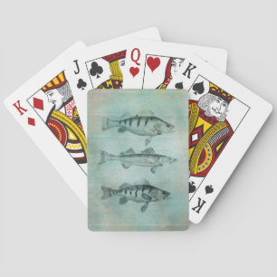 Holzstruktur-Optik mit Fisch-Design Spielkarten