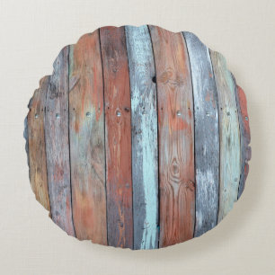 Holztäfelung, altes mehrfarbiges Holz Rundes Kissen