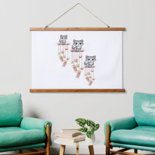 Holztäfelung Tapestry Cat Kitten Wandteppich Mit Holzrahmen