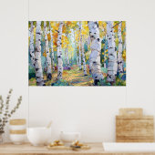 Holztäfelung, Wald-Mauer, Kunstdrucken Poster (Küche)