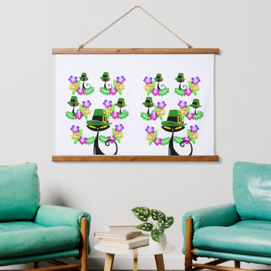 Holztäfelung Wandteppiche Schwarze Katze (Wohnzimmer)