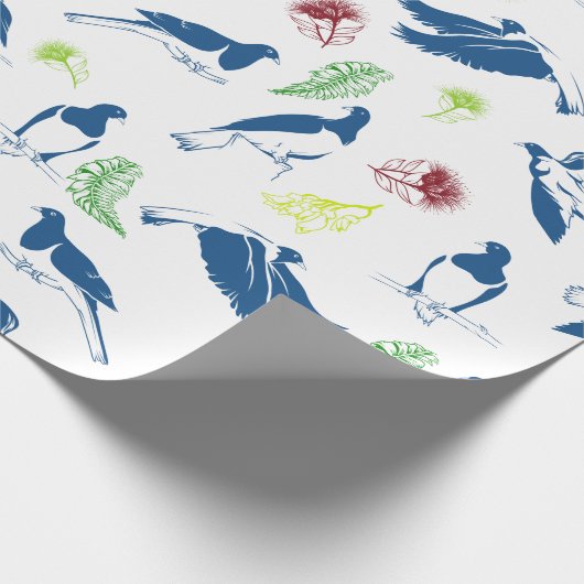 Holztaube Kereru Muster Geschenkpapier (Ecke)