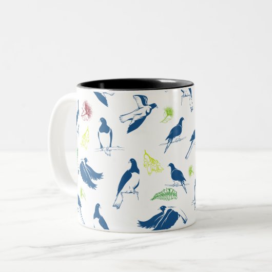 Holztaube Kereru NZ Bird Zweifarbige Tasse (Vorderseite Links)