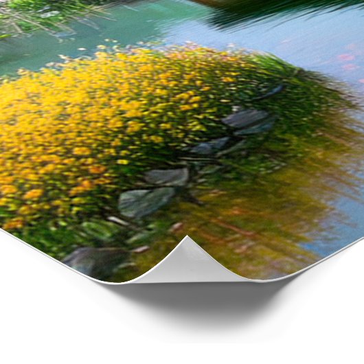 Holztempel im japanischen Garten Poster (Ecke)