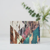 Holztextur Collage Postcard Postkarte (Stehend Vorderseite)