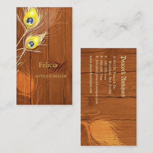 Holztextur Monogram Antique Visitenkarte (Vorne/Hinten)