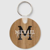 Holztextur Rustic Monogram Country Style Keychai Schlüsselanhänger (Vorderseite)