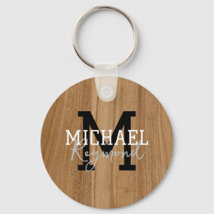 Holztextur Rustic Monogram Country Style Keychai Schlüsselanhänger