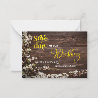 Holztextur Save the Date Mitteilungskarte