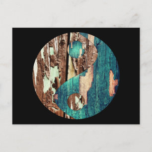 Holztextur Yin Yang Postcarde Postkarte