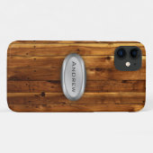 Holztexturmuster Metallische Typenschild Case-Mate iPhone Hülle (Rückseite (Horizontal))