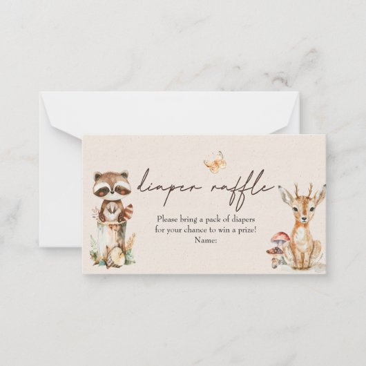 Holztiere Boho Babydusche Windelwindeln Mitteilungskarte (Vorderseite)