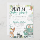 Holztiere fahren mit Kinderduscheinladungen Einladung (Vorderseite)