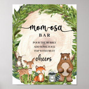 Holztiere Holzschnitt Momosa Bar Sign Poster
