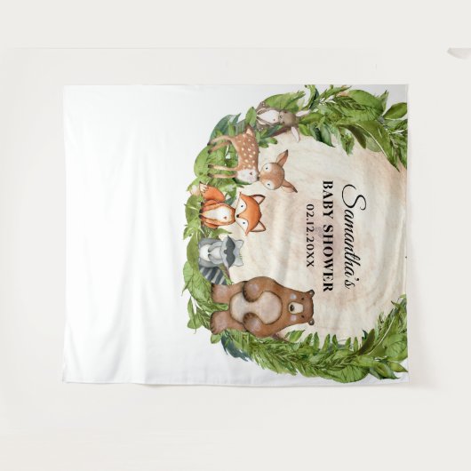 Holztiere Holzschnitzel Babydusche Wandteppich (Vorderseite (Horizontal))