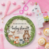 Holztiere Holzschnitzel Grünpflanzen Babydusche Pappteller (Party)