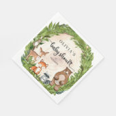 Holztiere Holzschnitzel Grünpflanzen Babydusche Serviette (Ecke)