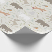 Holztiere & Leaf Muster Beige Geschenkpapier (Ecke)