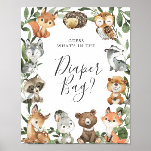Holztiere raten, was in der Windeltasche ist Poster