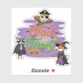 Holztiertrick oder Treat Cartoon Halloween Aufkleber (Blatt)