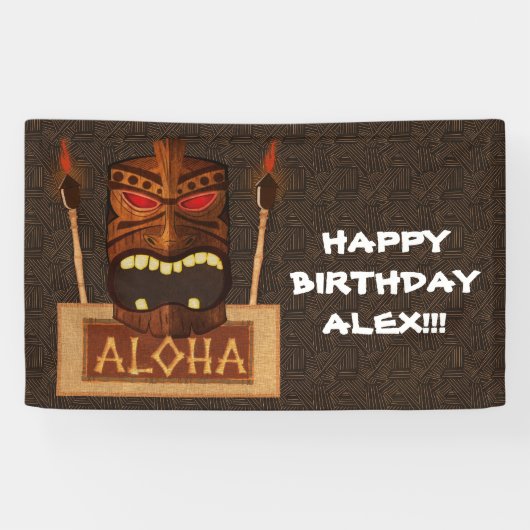 Holztiki Maske Vintag Retro ALOHA Hawaii Banner (Horizontal)