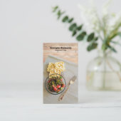 Holztischeinstellung Persönlicher Koch QR-Code Visitenkarte (Stehend Vorderseite)