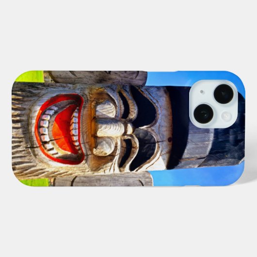Holztotem lacht Gesichtszähne Foto mutig lustig Case-Mate iPhone Hülle (Rückseite (Horizontal))