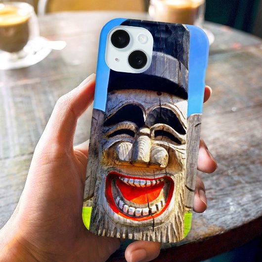 Holztotem lacht Gesichtszähne Foto mutig lustig Case-Mate iPhone Hülle
