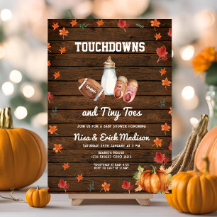 Holztouchdown Winzige Zehen Fußball Paare Dusche Einladung