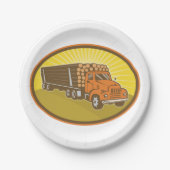Holztransport-LKW-Holztransporter Pappteller (Vorderseite)