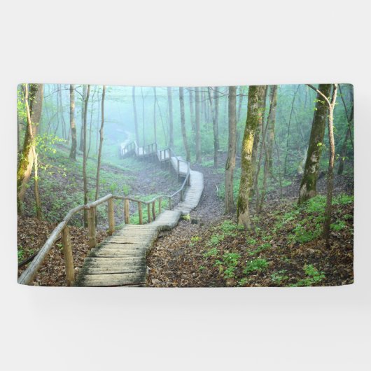 Holztreppen durch den Wald Banner (Horizontal)
