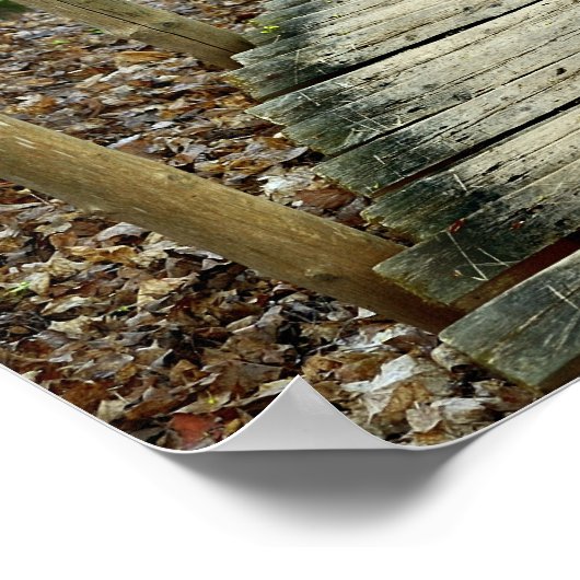 Holztreppen durch den Wald Poster (Ecke)