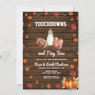 Holztuchdown Tiny Toes Football Couples Dusche Einladung
