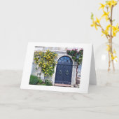 HOLZTÜR MIT GELB UND ROTE ROSEN KARTE (Gelbe Blume)